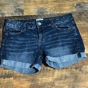 Aeropostale Dark Blue Rolled Cuff Denim Shorts (5/6)